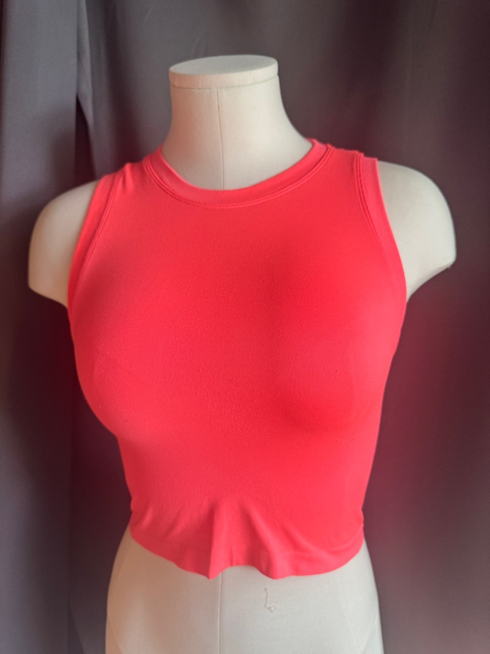 Women's Sleeveless Crop Tank Top - Neon Coral